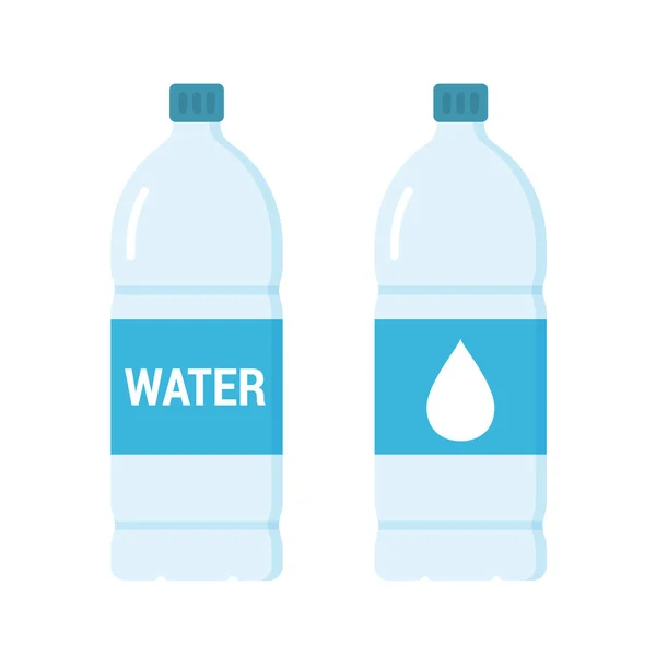 Botellas Plástico Con Agua Estilo Plano Vector Eps10 Ilustración — Vector de stock