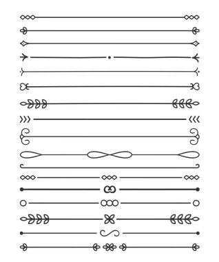 17 El çizilmiş bölücüler - çizgiler, vektör eps10 illüstrasyon