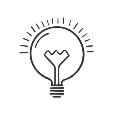 Beyaz arkaplanda el çizimi ampul, fikir konsepti, vektör eps10 illüstrasyon