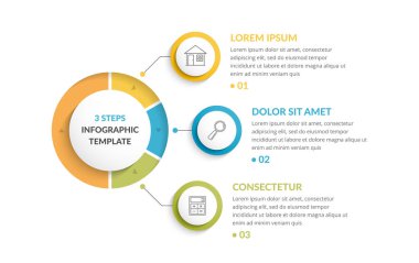 Üç adım veya seçenekli bilgi şablonu, iş akışı veya süreç diyagramı, vektör eps10 illüstrasyonu