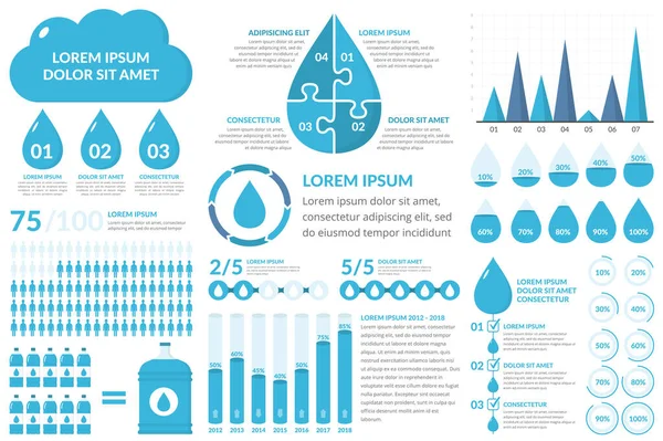 Bilgi Elementleri Damlalar Şişeler Insanlar Grafikler Yüzdeler Vektör Eps10 Illüstrasyon — Stok Vektör