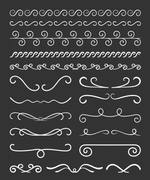 Set Hand Drawn Calligraphic Dividers Design Elements Vector Eps10 Illustration — Stock Vector