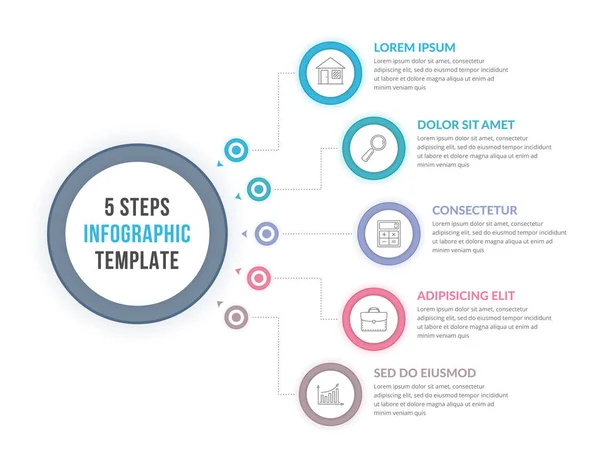 Infographic Template Five Steps Options Workflow Process Diagram Vector Eps10 — 图库矢量图片
