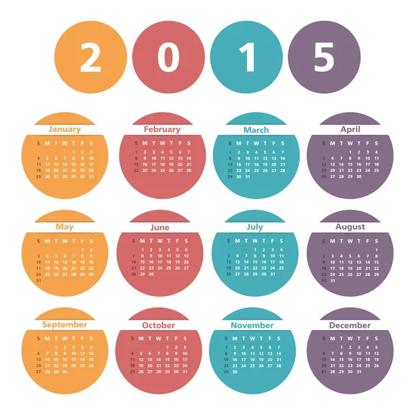 2015 kalendarz — Wektor stockowy