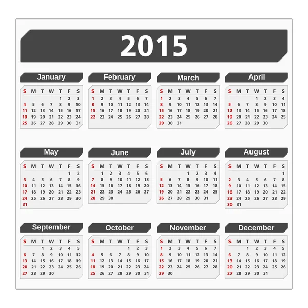 Calendario 2015 — Vettoriale Stock