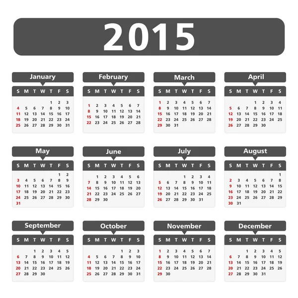 Calendário 2015 — Vetor de Stock