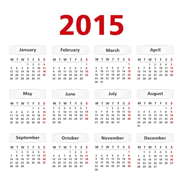 Calendario 2015 — Archivo Imágenes Vectoriales