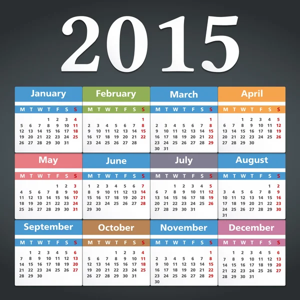 Calendario 2015 — Archivo Imágenes Vectoriales