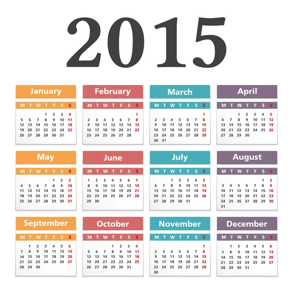 Calendrier 2015 — Image vectorielle