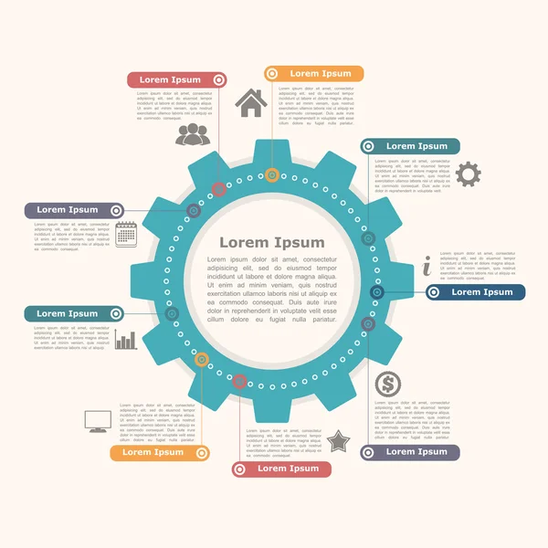 Circle Infographies avec engrenages — Image vectorielle