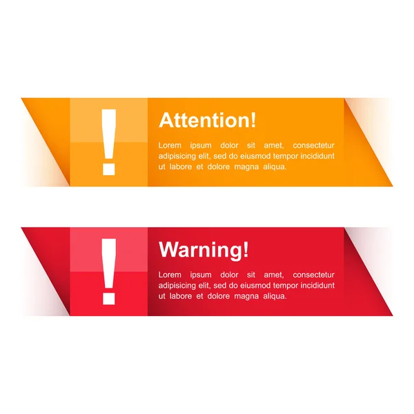 Bannières d'attention et d'avertissement — Image vectorielle