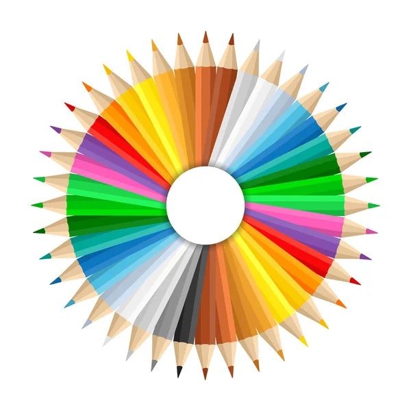 Círculo hecho de lápices de colores — Vector de stock