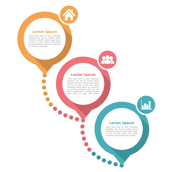 Modelo de diagrama de três etapas —  Vetores de Stock