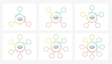 Altı boş çember şablonu - 3, 4, 5, 6, 7 ve 8 parça, daire bilgisi, vektör eps10 illüstrasyonu