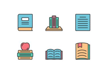 Kitap satırı simgeleri, düzenlenebilir vuruşlar, vektör eps10 illüstrasyonu