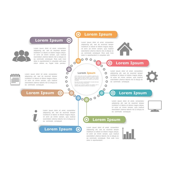 Cirkel Diagram met zeven elementen — Stockvector