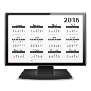 2016 takvim ile bilgisayar