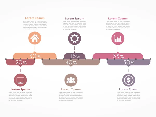 Grafico con percentuali — Vettoriale Stock