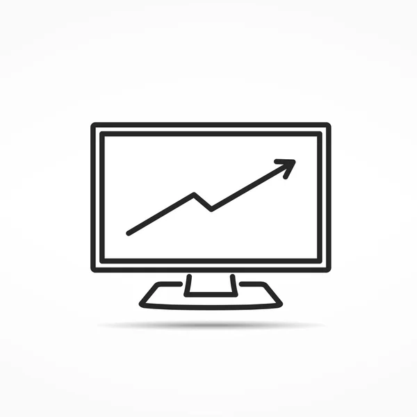 Dator med diagram ikon — Stock vektor