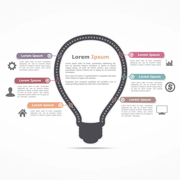 Infographics sjabloon met gloeilamp — Stockvector