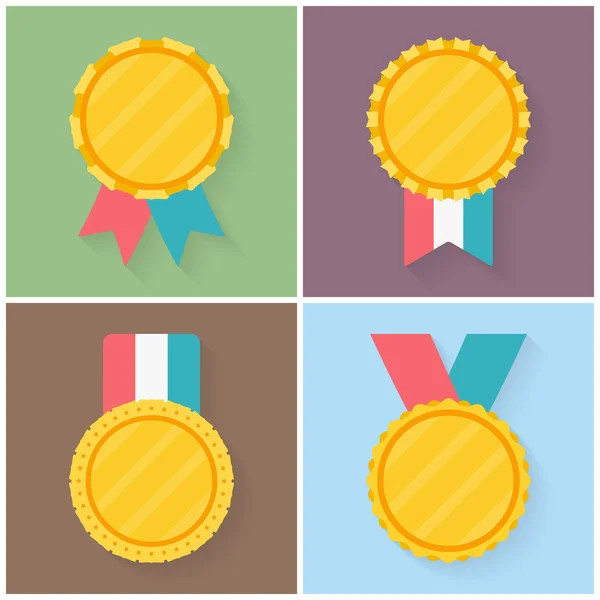 Τέσσερα μετάλλια επίπεδη — Διανυσματικό Αρχείο