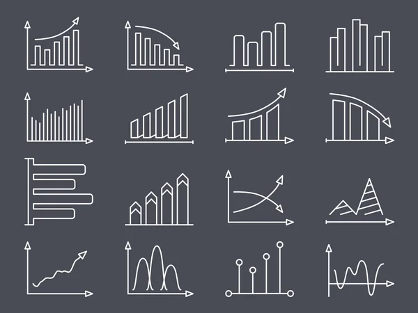 Grafiken und Diagramme linieren Symbole — Stockvektor