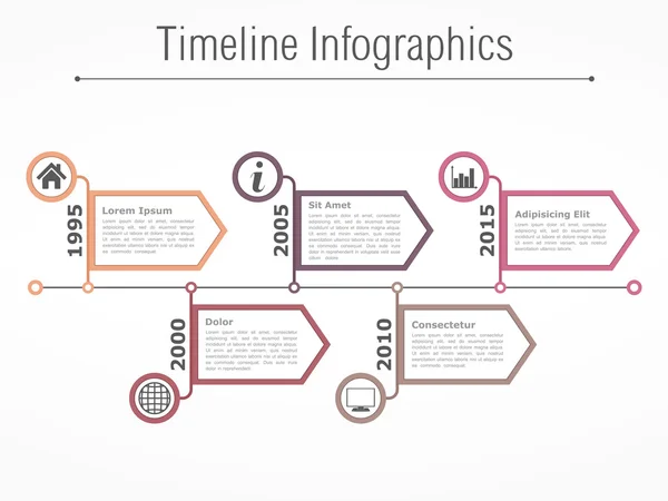 Infographics sjabloon tijdlijn — Stockvector