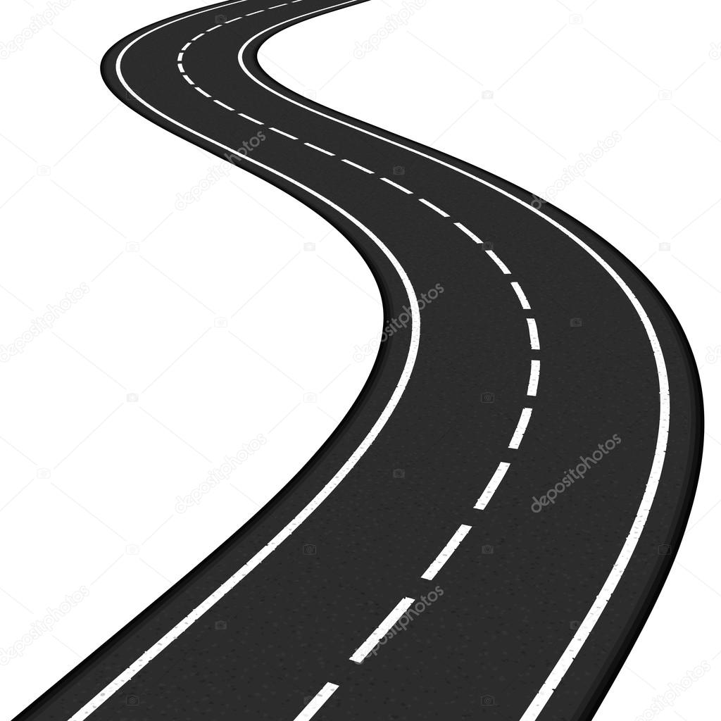 Asphalt Road on White Background