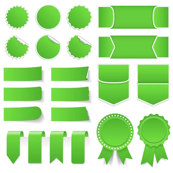 Groene prijskaartjes, Stickers, Banners — Stockvector