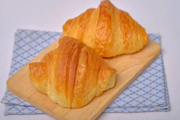 Warm Fresh Buttery Croissants Rolls French American Croissants Baked Pastries — Stock Photo, Image