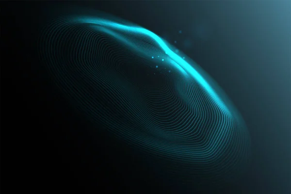 Visualizzazione delle onde sonore. Superficie ondulata astratta delle linee circolari. Tecnologia, big data, scienza. — Vettoriale Stock