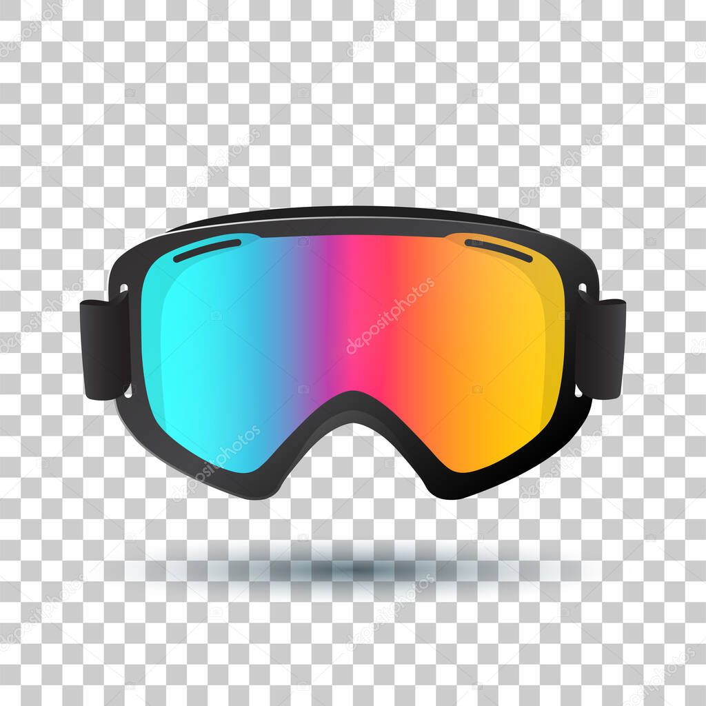 Motocross or mountain bike goggles with polarized lens islolated on transparent background. Vector Illustration.