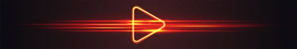 Széles játék banner ragyogó háromszög játék ikon. Neon fények vonal háttér. — Stock Vector