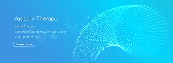 Alan etkisine sahip küçük noktalardan oluşan soyut bir tünel. Damar terapisi konsepti. Kan damarları ve damarları vektör illüstrasyonu.