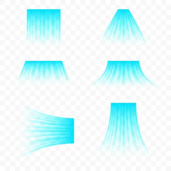 Klimadan gelen mavi soğuk hava akımı. Temiz hava akışı. Rüzgar yönü. Şeffaf arkaplanda izole.