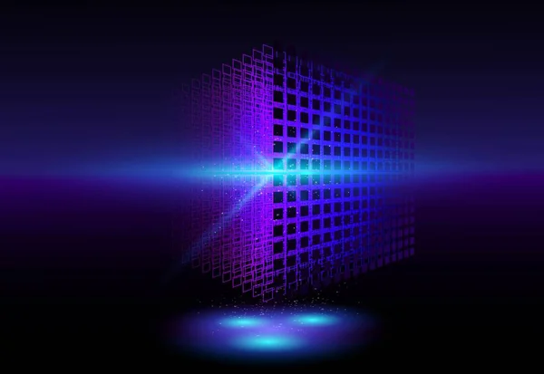 Перспективный трёхмерный куб-проводник. Геометрический куб из мелких кусочков. ilustration. — стоковое фото
