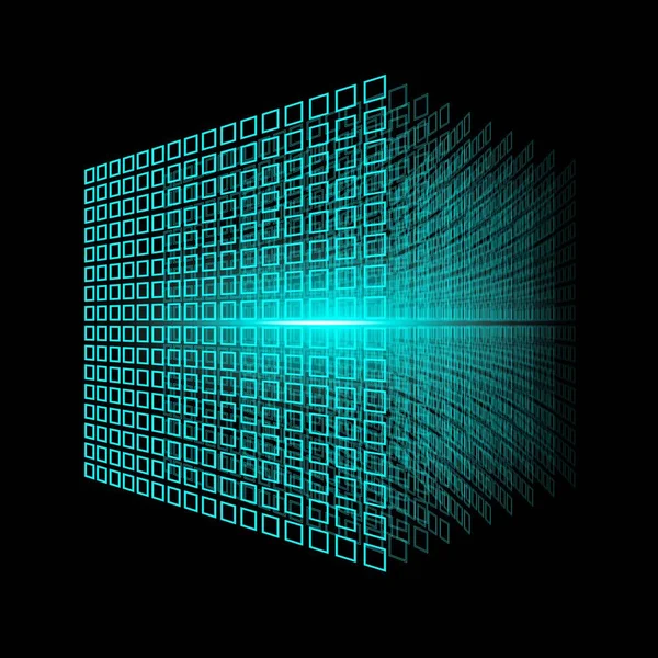 Technologie blockchain. Cube Big Data. Cube géométrique 3D à partir de petits morceaux. — Photo