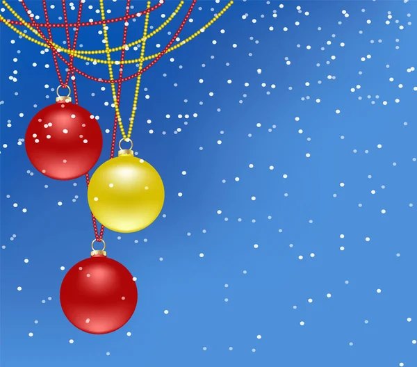 Χριστουγεννιάτικες Μπάλες Κόκκινες Και Χρυσές Κρέμονται Γιρλάντες Από Χάντρες Και — Διανυσματικό Αρχείο