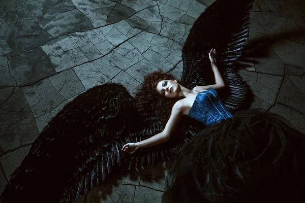 Angel with black wings — Stock Photo, Image