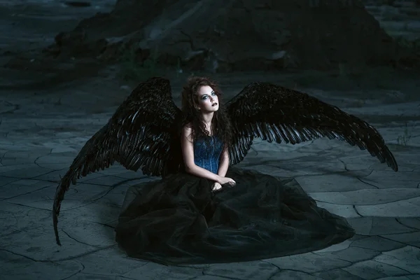 Ангел с черными крыльями Стоковая Картинка
