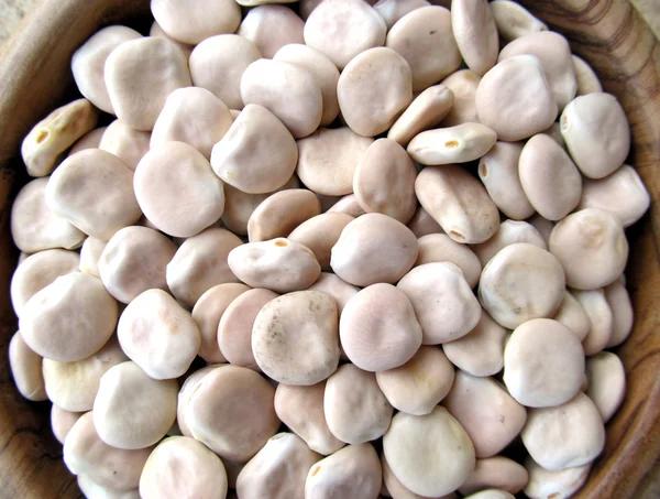 Lupini fazole v dřevěné misce od Close — Stock fotografie