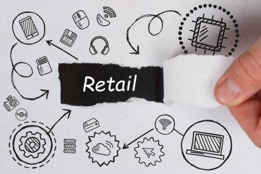 İş, Teknoloji, İnternet ve ağ konsepti. Genç işadamı geleceğin sanal ekranı üzerinde çalışıyor ve yazıyı görüyor: