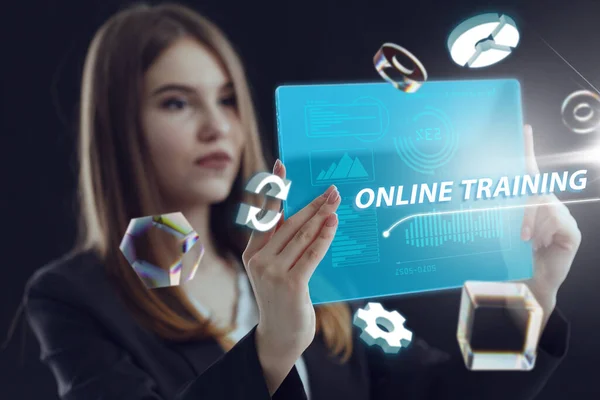Бізнес Технології Інтернет Концепція Мережі Молодий Бізнесмен Працює Віртуальному Екрані — стокове фото