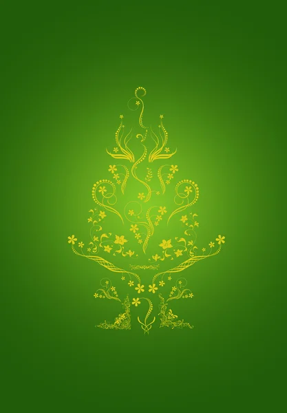 緑の織り目加工の背景上にベクトル クリスマス ツリー — ストックベクタ