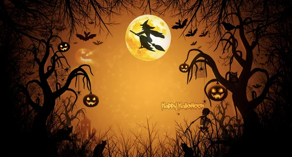 Halloween background with black silhouettes — Stock Illustration Halloween background with black silhouettes Royalty Free Stock Illustrations