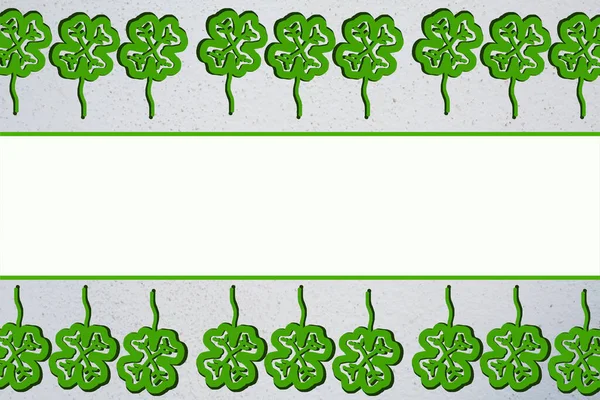 Dörtlü kuyruklu üst ve alt sınır. Uzayı yeşil çizgilerle ortala. Gri arka plan. İyi şanslar sembolü. Doğal sağlık ve tazelik kavramı. Çiçek tasarımı. İllüzyon. bitki