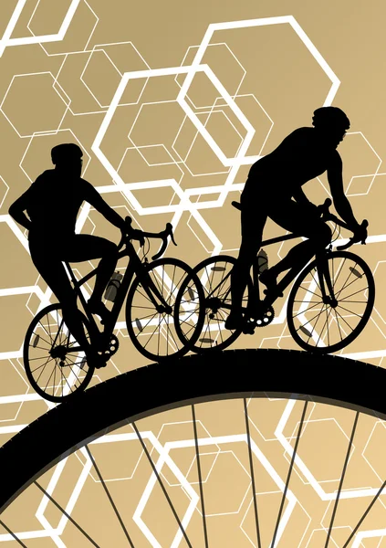 Radfahrer aktiver Radfahrer in abstrakter Sportlandschaft — Stockvektor