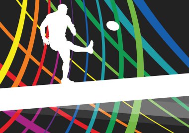 Rugby player young active man healthy sport silhouette vector ba