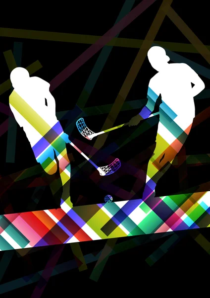 Unihockey-Spieler Silhouetten aktiven und gesunden Sport Vektor ab — Stockvektor