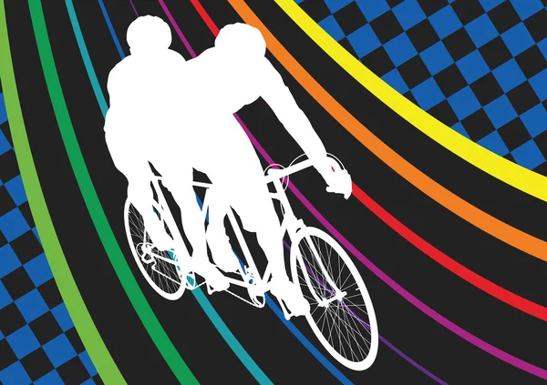 Ciclistas activos hombres sanos ciclistas en deporte abstracto lan — Archivo Imágenes Vectoriales